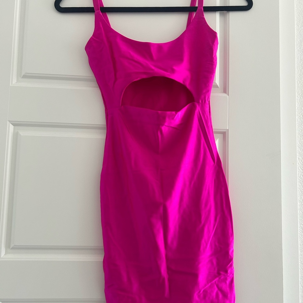 Fashion Nova Pink Asymmetrical Cutout Mini Dress